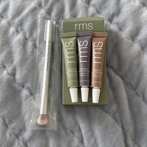 Set of 3 RMS Beauty Cashmere Matte Eyelights cream shadow minis w/brush NWT